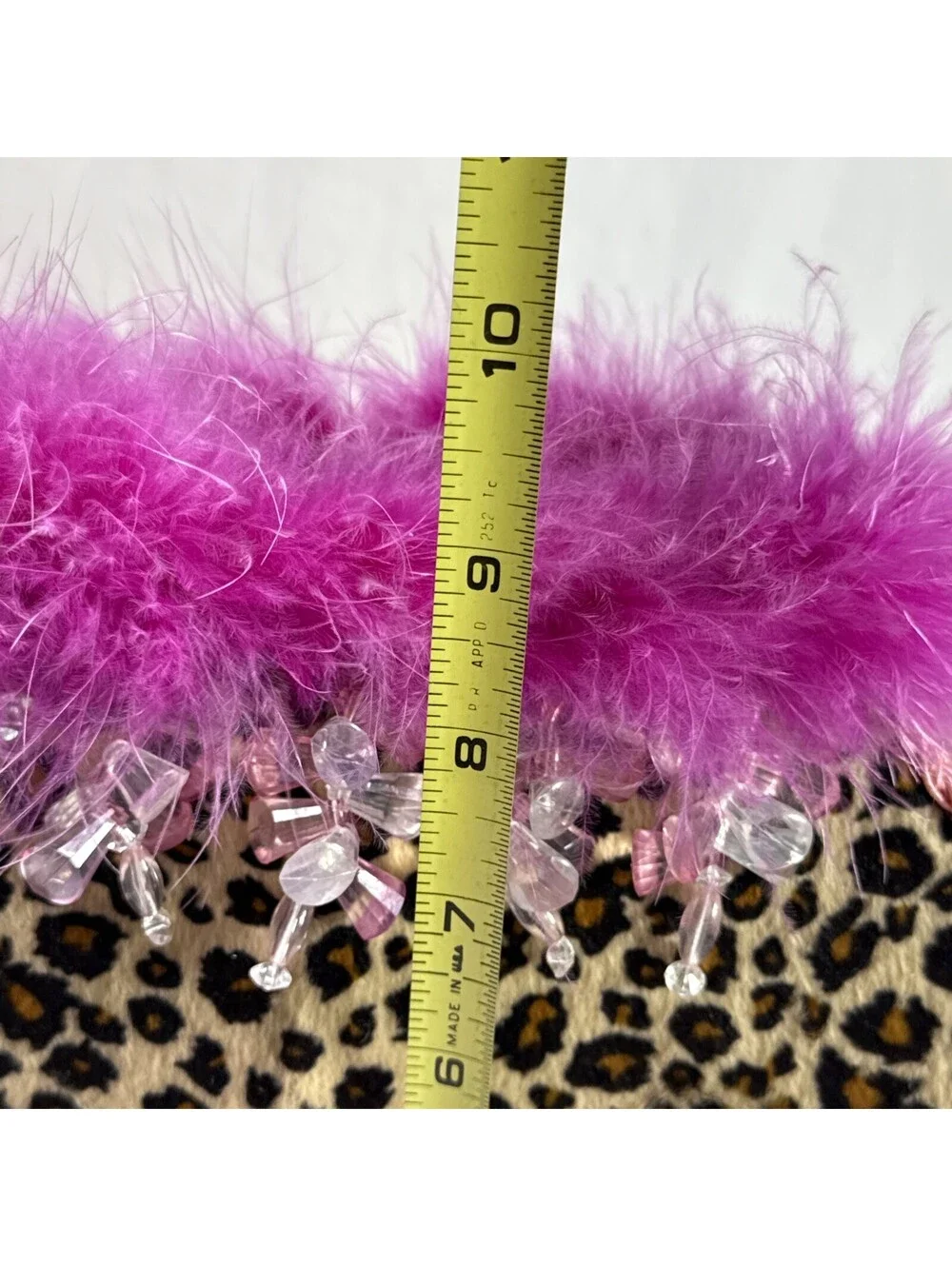 Animal Print Purse Clutch Table Lamp Dangle Beads Leopard Print Pink Faux Fur